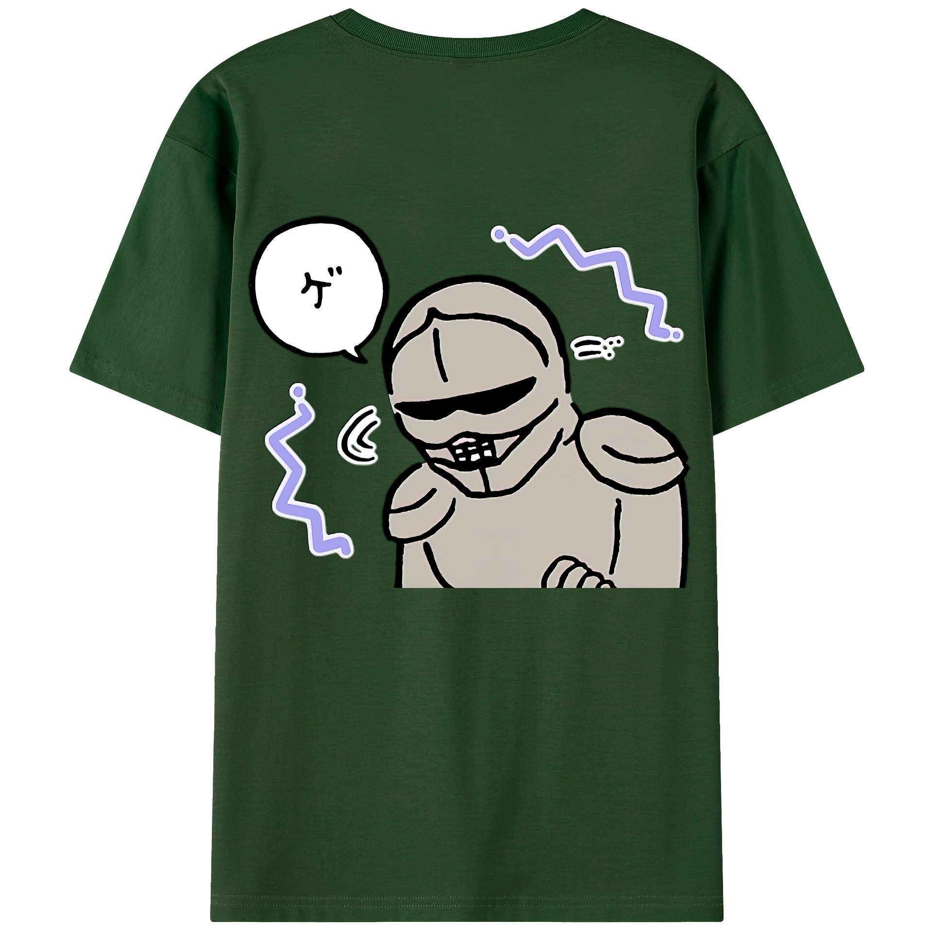 （画像用） ちいかわ 労働の鎧さん Chii-kawa Mr. Armor of Labor 綿100％半袖Tシャツ（背面プリント）